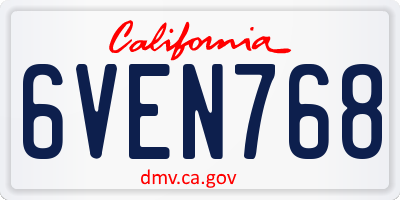 CA license plate 6VEN768