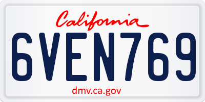 CA license plate 6VEN769