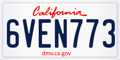 CA license plate 6VEN773