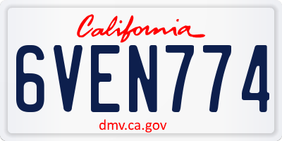 CA license plate 6VEN774