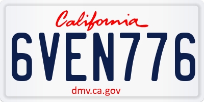 CA license plate 6VEN776