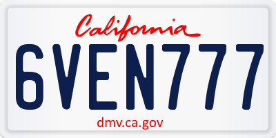 CA license plate 6VEN777