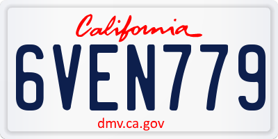 CA license plate 6VEN779