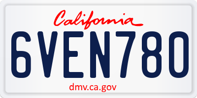 CA license plate 6VEN780