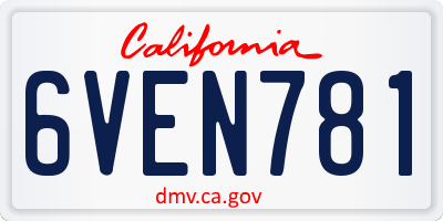 CA license plate 6VEN781