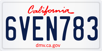 CA license plate 6VEN783