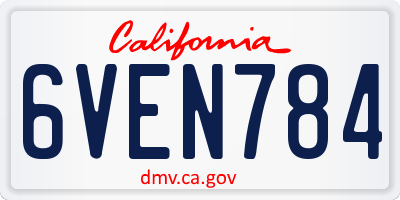 CA license plate 6VEN784