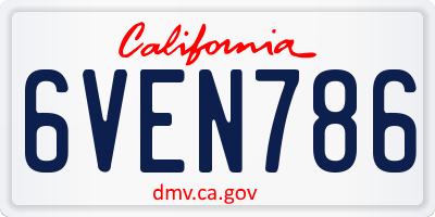 CA license plate 6VEN786