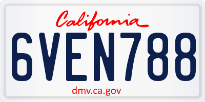 CA license plate 6VEN788