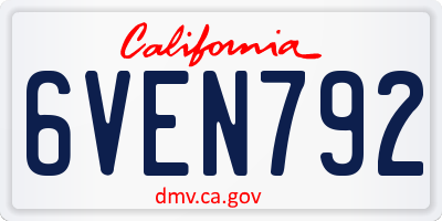 CA license plate 6VEN792