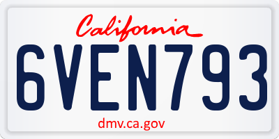 CA license plate 6VEN793