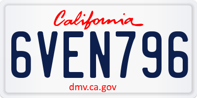 CA license plate 6VEN796