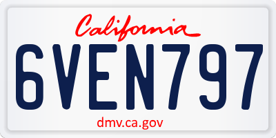 CA license plate 6VEN797
