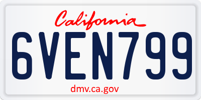 CA license plate 6VEN799
