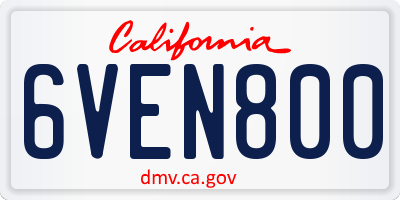 CA license plate 6VEN800