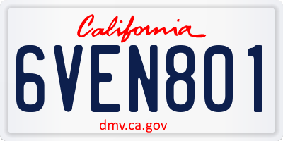 CA license plate 6VEN801