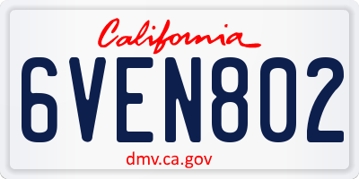 CA license plate 6VEN802
