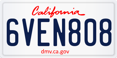 CA license plate 6VEN808