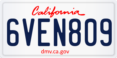 CA license plate 6VEN809