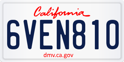 CA license plate 6VEN810
