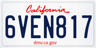 CA license plate 6VEN817
