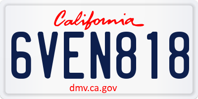 CA license plate 6VEN818