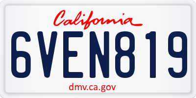 CA license plate 6VEN819