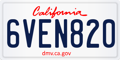 CA license plate 6VEN820