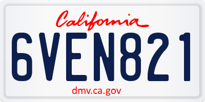 CA license plate 6VEN821