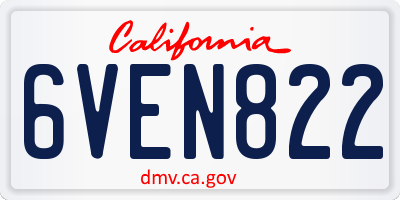 CA license plate 6VEN822