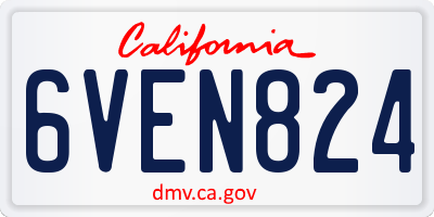 CA license plate 6VEN824