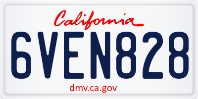 CA license plate 6VEN828