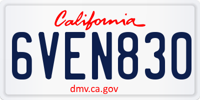 CA license plate 6VEN830