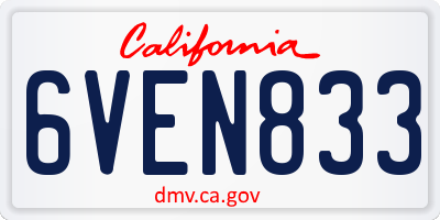 CA license plate 6VEN833