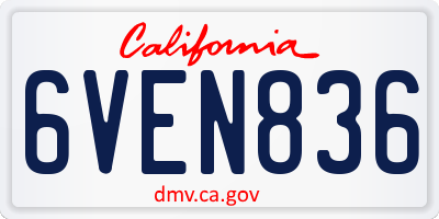CA license plate 6VEN836