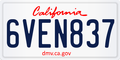 CA license plate 6VEN837