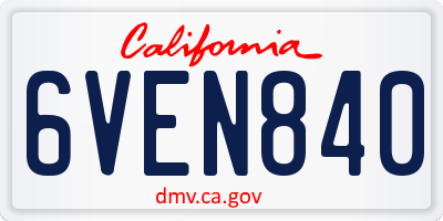 CA license plate 6VEN840