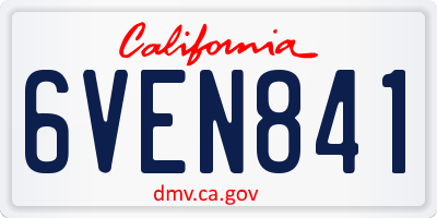 CA license plate 6VEN841