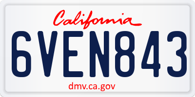 CA license plate 6VEN843