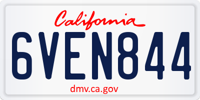 CA license plate 6VEN844