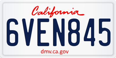 CA license plate 6VEN845