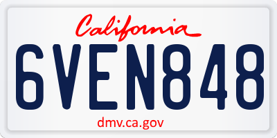 CA license plate 6VEN848