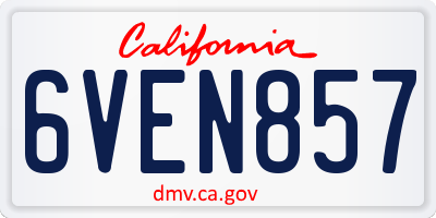 CA license plate 6VEN857