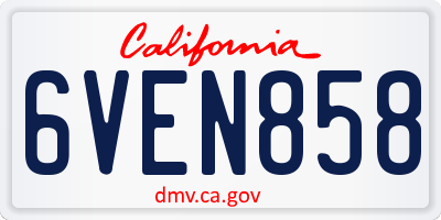 CA license plate 6VEN858