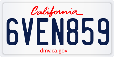 CA license plate 6VEN859