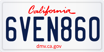 CA license plate 6VEN860