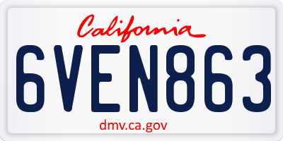 CA license plate 6VEN863