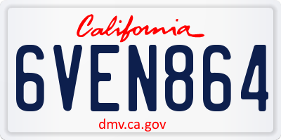 CA license plate 6VEN864