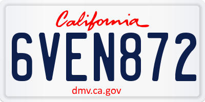 CA license plate 6VEN872