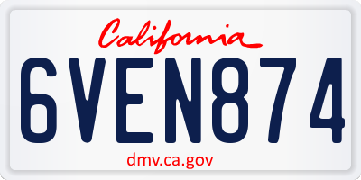 CA license plate 6VEN874